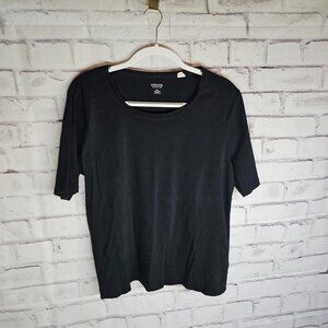 Chicos Black Short Sleeve Cotton Shirt Size 3